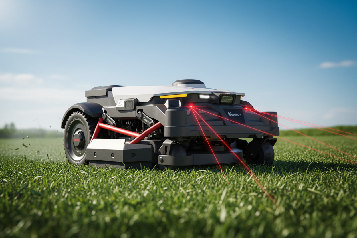 Mega600 Robotic Mower Scanning Obstacles